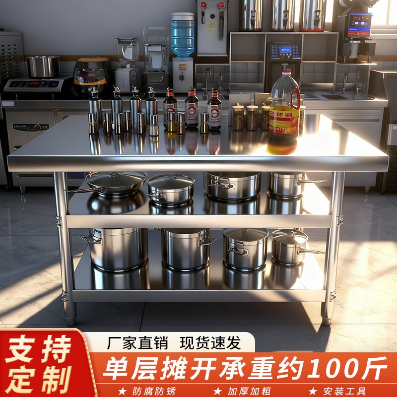 不锈钢工作台f酒店操作台厨房置物架多功能后?具车子货架饭店快
