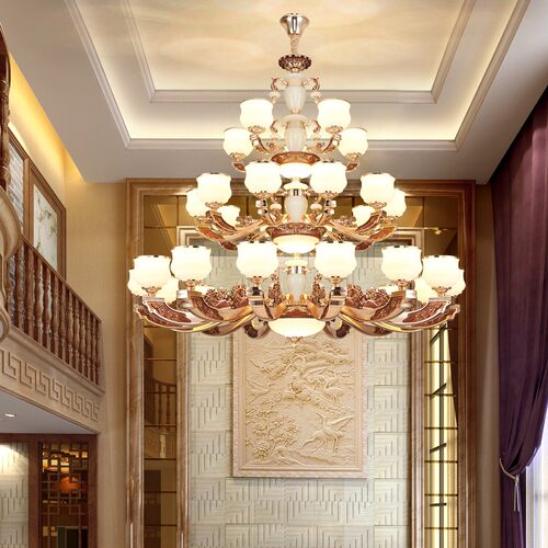 欧式复式楼别墅客厅大吊灯防尘款中空楼I中楼大厅灯楼梯间长吊灯