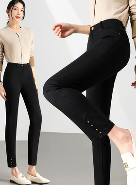 九分烟筒裤女2024新款8分裤女夏B季薄款小个子直筒烟管裤小黑裤9