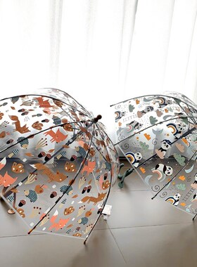 儿童雨伞2岁超轻婴幼儿宝宝高颜值透明涂鸦插画inTs可爱网红拱形