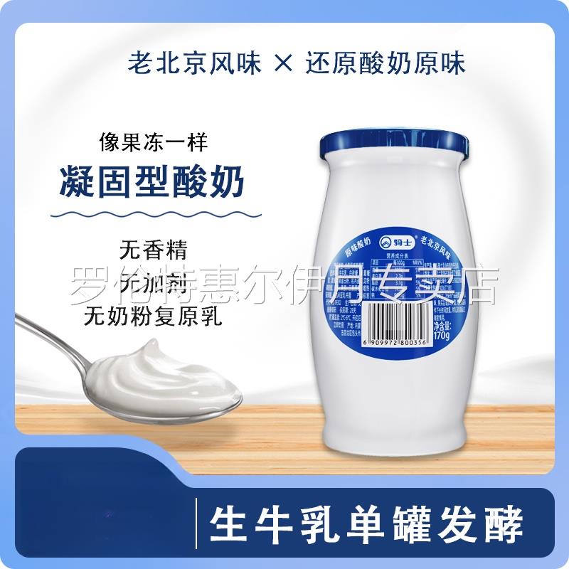 骑士老北京风味酸奶浓稠型170g*12装低温凝固型搅拌装酸牛奶