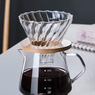 JAZZ COFFEE 家用耐高温透明玻璃手冲咖啡分享壶滴漏壶咖啡过滤杯
