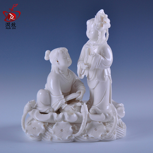 和合二仙神像姻缘陶瓷家居客厅婚房婚姻结婚礼品增旺夫妻运