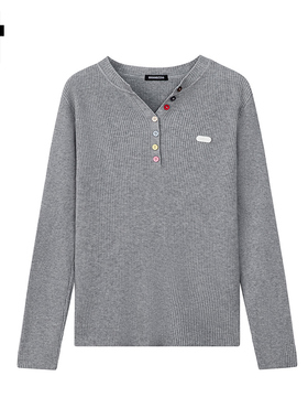 i.t GROUNDZERO2025秋冬浅灰色毛衣长袖针织衫开衫上衣女