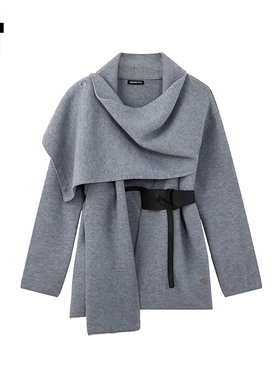 i.t GROUNDZERO2025秋冬围脖收腰简约风披肩长袖毛衣外套针织衫女