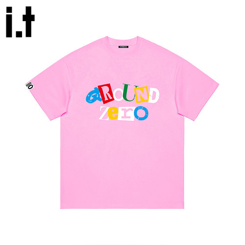 i.t GROUNDZERO潮牌休闲复古圆领做旧宽松情侣款纯棉短袖T恤上衣