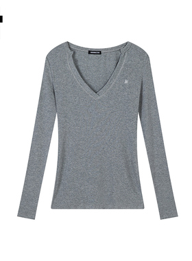 i.t GROUNDZERO2025短袖女t恤2025新款GZO灰色V领百搭圆领款女