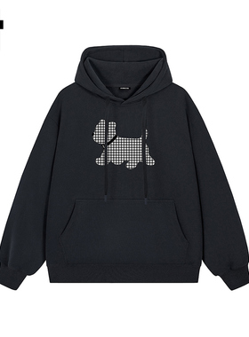 i.t GROUNDZERO2025秋冬黑色小狗男女情侣款连帽卫衣上衣