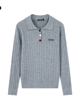 i.t GROUNDZERO圆领百搭深灰色毛衣长袖针织衫上衣女