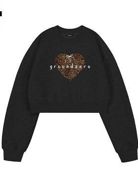 i.t GROUNDZERO国朝2025秋冬款黑色心形棉套头卫衣长袖上衣女