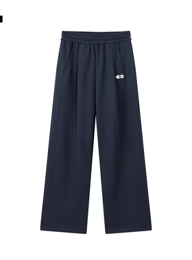 i.tGROUNDZERO秋冬加绒休闲直筒百搭侣情藏青色卫裤腿长裤子