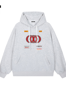 i.t GROUNDZERO韩系2025秋季OOO浅灰色连帽长袖印花卫衣上衣