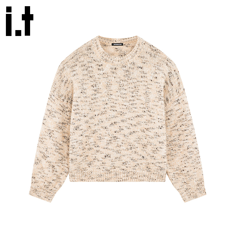 i.t GROUNDZERO2025秋冬雪花杏色慵懒长袖毛衣打底针织衫女