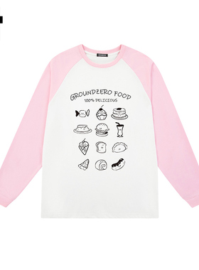 i.t GROUNDZERO韩系2025秋季新款卡通粉红色卫衣拼接长袖上衣