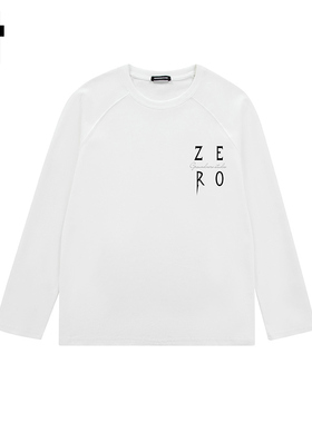 i.t GROUNDZERO2025秋季白色圆领宽松长袖落肩情侣卫衣上衣