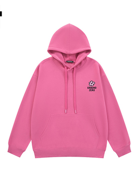 i.t GROUNDZERO韩系夏夏同款2025秋冬刺绣小花桃连帽长袖卫衣上衣