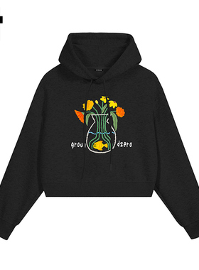 i.t GROUNDZERO国朝2025秋款黑色花瓶连帽卫衣长袖上衣男女同款