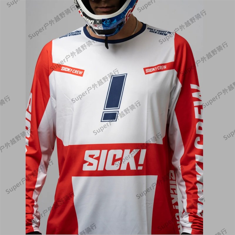SICK新款速降服T恤速干透气山地车长袖夏男女越野摩托骑行服少年