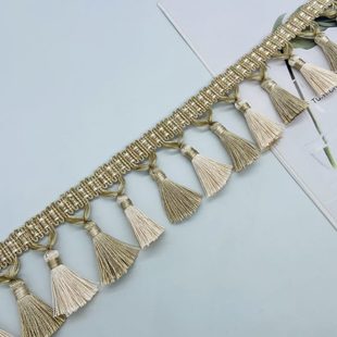 窗帘花边欧式 饰沙发琴罩辅料 短款 精致小流苏吊穗吊球高密度侧边装