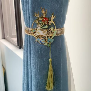 祥鹿合金窗帘绑带弹簧别墅落地窗客厅软装 新中式 饰免打孔窗帘扣