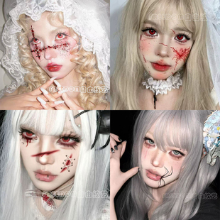 万圣节血色蝴蝶伤痕妆容脸贴一次性防水防汗仿真cos拍照出片可洗