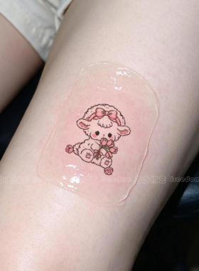 捧花小羊纹身贴ins小众甜酷儿童