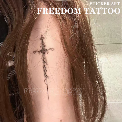 十字剑纹身贴小众高级感纯欲性感