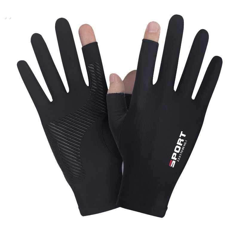 滑雪手套内胆滑雪内胆手套保暖防滑手套露指薄绒弹力开车黑灰分指