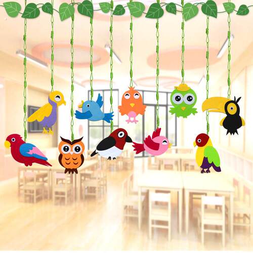 幼儿园环创春天教室走廊室内装饰吊饰空中挂件饰小鸟动物屋顶悬挂