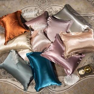 夏季外贸款黑色水洗真丝绸冰丝男生耐脏枕套一对单双人枕头套一只