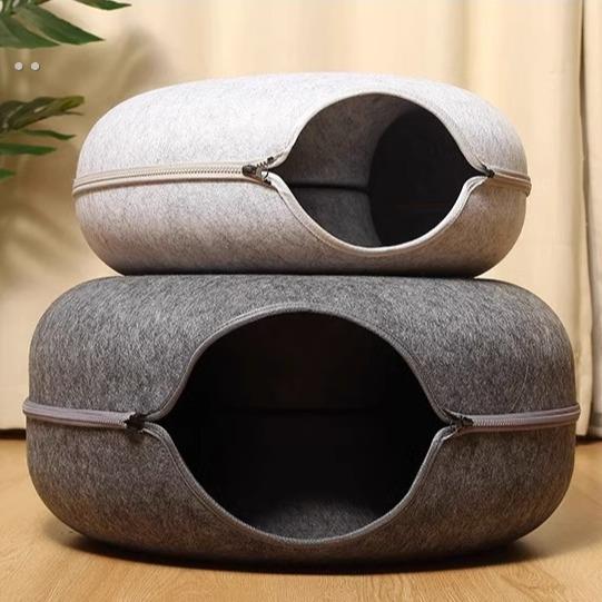 冬季保暖猫窝四季通用猫床毛毡甜甜圈猫窝隧道猫咪猫玩具轮胎狗窝