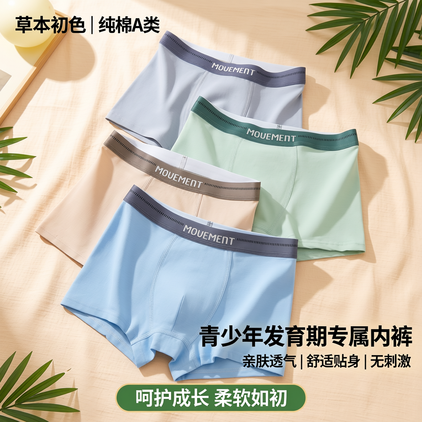 草本初色发育期男童内裤抗菌