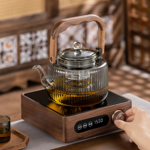 蒸汽围炉煮茶器煮茶炉电陶炉蒸Z煮两用套 兴梵全玻璃煮茶壶喷淋式