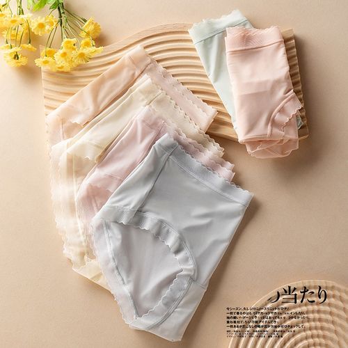 A/B组3条装 丝滑凉感轻t薄透气夏薄款无痕三角裤can丝底档女士内