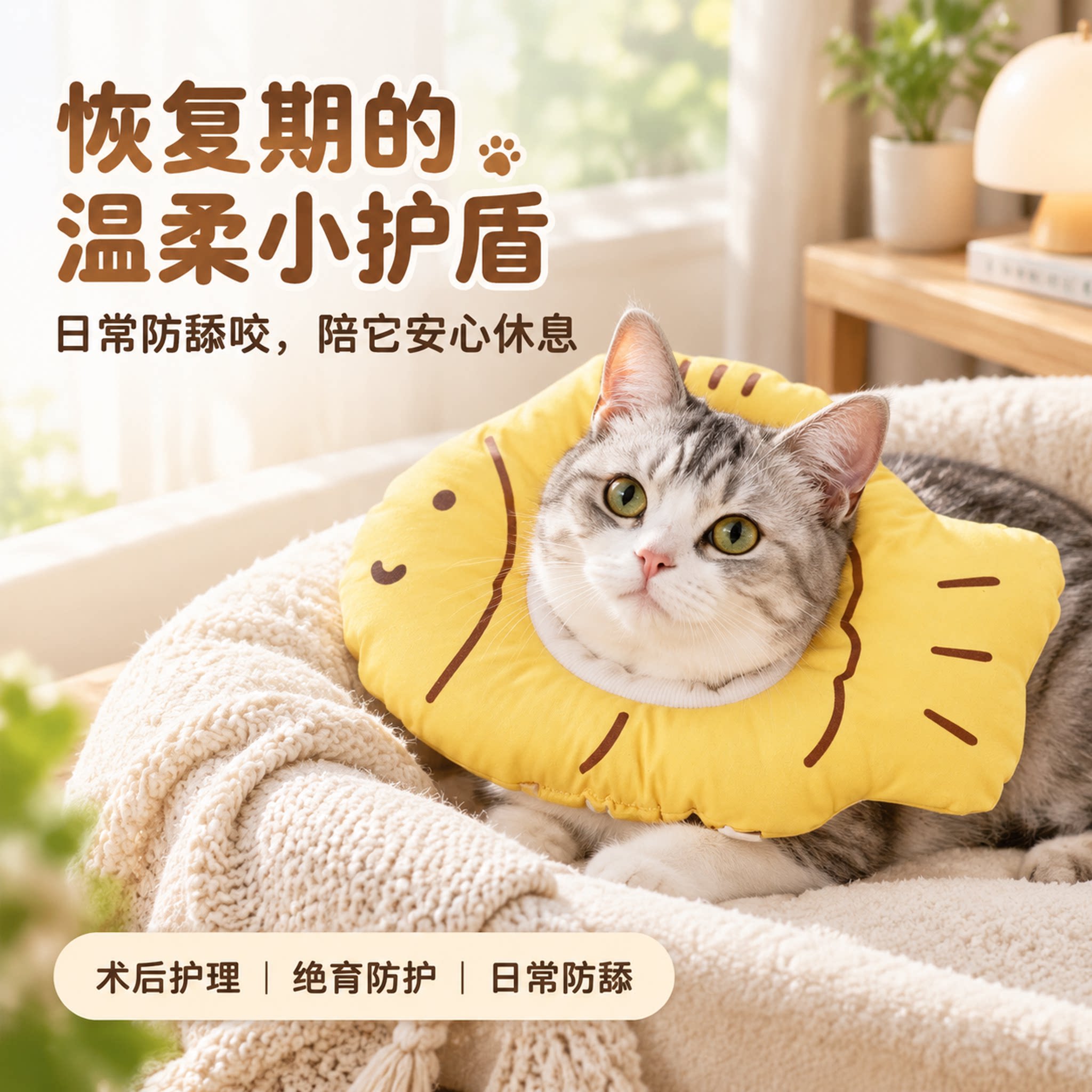 宠物伊丽莎白圈猫咪颈部护理防咬防舔猫咪绝育项圈柔软可调节脖套