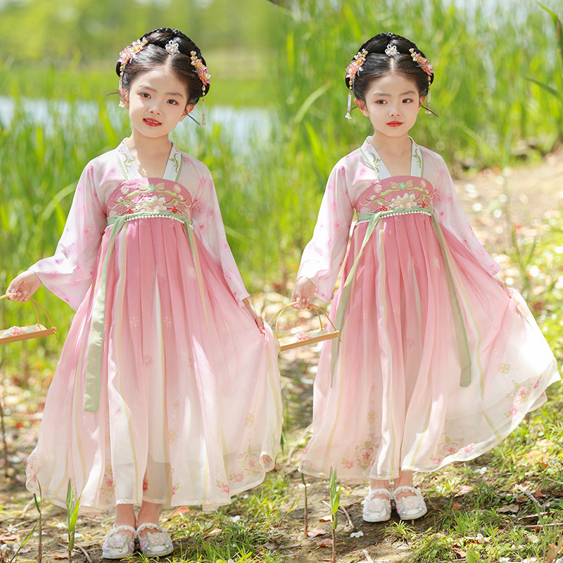 汉服女童2025新款春装儿童古风演出服女孩超仙连衣裙国风古装夏季
