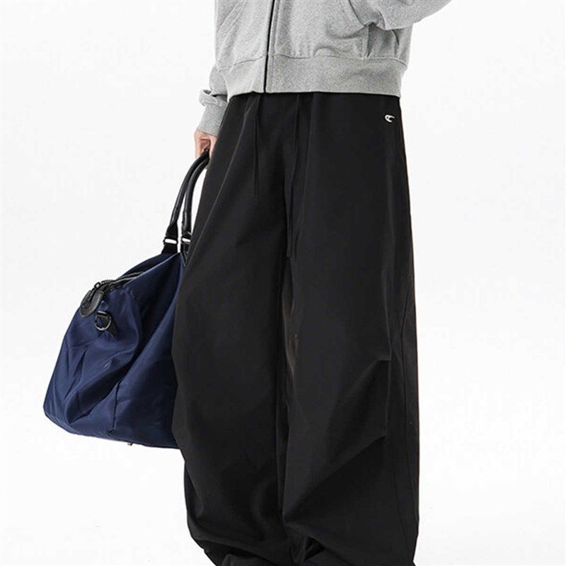 美式宽松阔腿运动裤男夏季u新款大码冲锋裤休闲直筒褶皱工装伞兵,男装,卫裤,淘宝优惠券,粉丝福利购,淘宝优惠卷