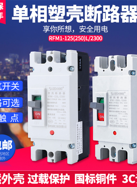 单相塑壳断路器220Vl空气开关100A125A150A160A250A二相电家用总