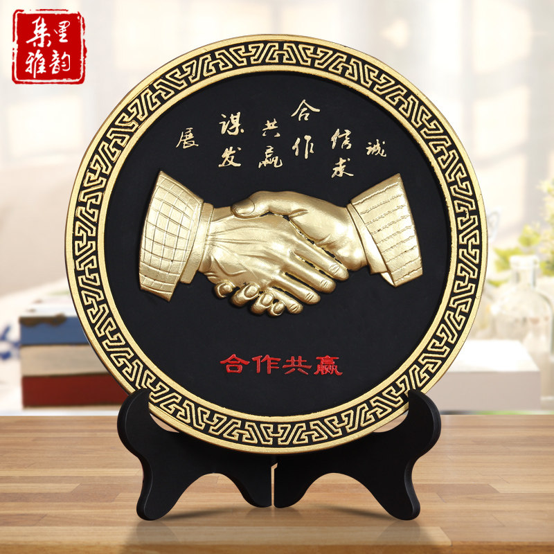 工艺品合作共赢商务礼品公司企业办公室定H制logo装饰品摆设小摆