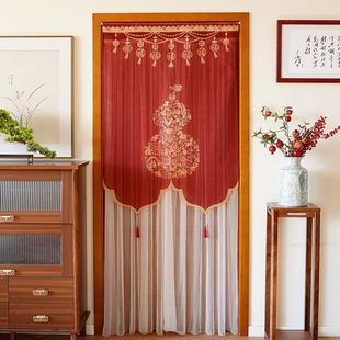 组合帘门帘隔断帘玄关中国风新年半帘卧室厨房红色帘子 葫芦新中式