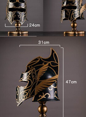 欧式复古铁艺头盔摆件战盔模型武士盔甲酒吧餐厅装饰W品软装小道