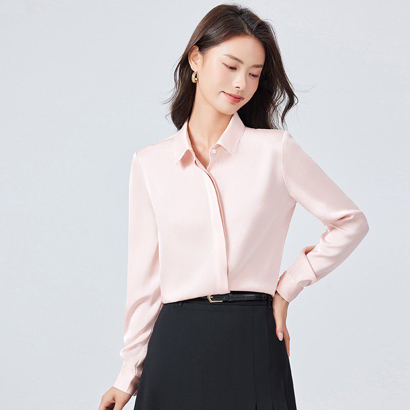 白衬衫女士2024新款秋季打底内搭高级感职业正装T雪纺长袖衬衣春
