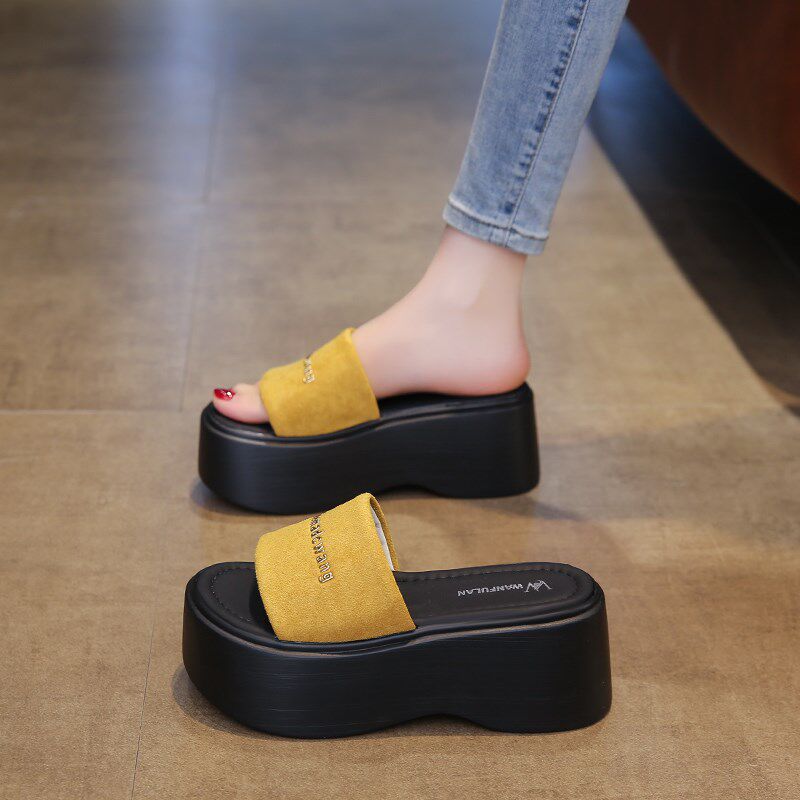 厚底增高小个子7厘米凉拖鞋女x夏外穿2025新款松糕高跟沙滩小码33