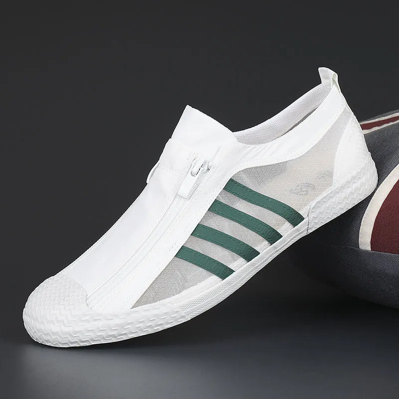 2024夏季新款网纱布鞋韩版潮流百搭休闲男鞋一脚S蹬网面鞋拉链板,流行男鞋,休闲板鞋,淘宝优惠券,粉丝福利购,淘宝优惠卷