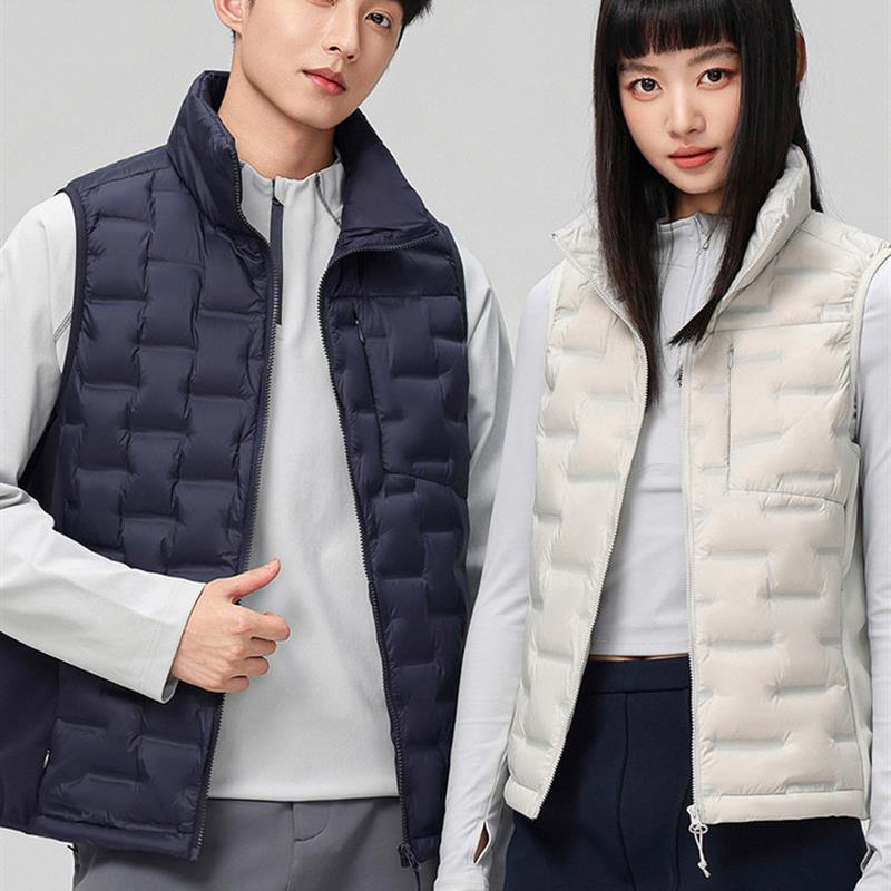 无袖立领轻薄羽绒马甲情侣款2025新品拼接云朵气囊充绒保暖内搭男