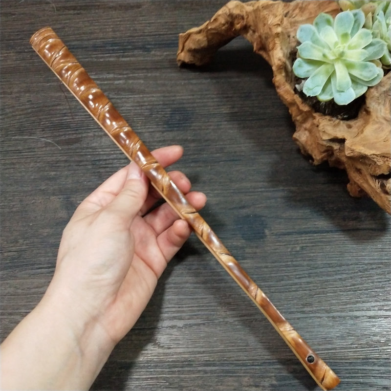 收藏品文玩扇子9.5寸天t然老烟杆罗汉竹去皮留节扇骨十八罗汉折扇