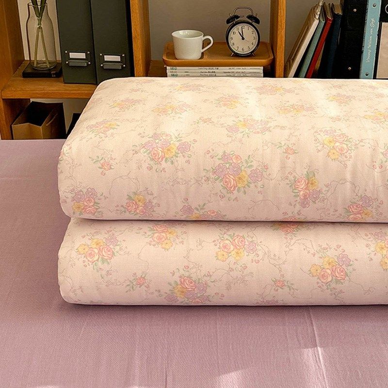 双层纱紫色花海g全棉单人被套加大双人150x200x230纯棉被罩可定制
