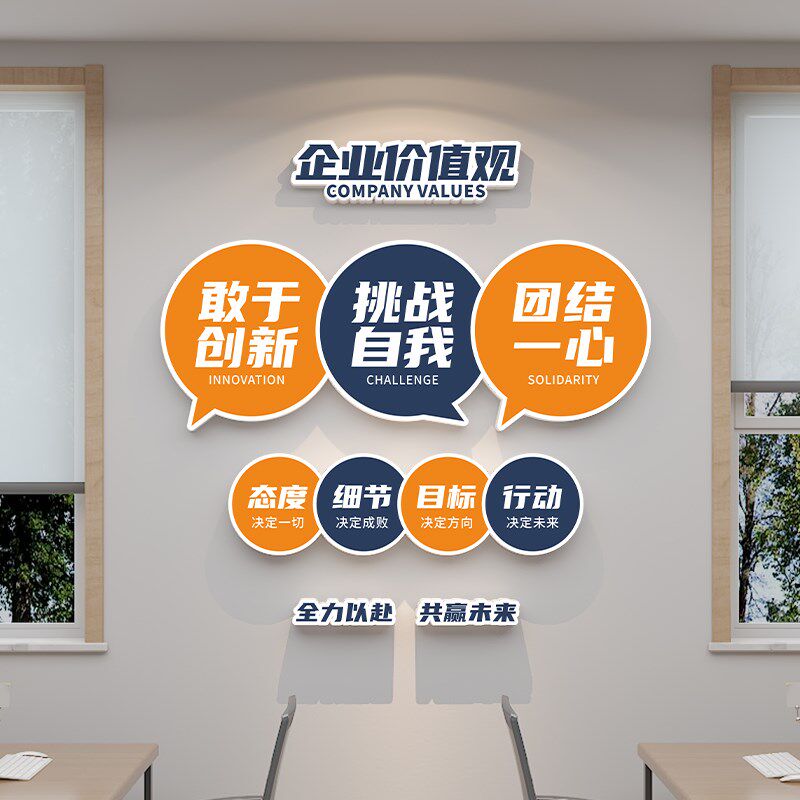 办公室墙面软装饰j公司企业员工励志标语立体文化墙贴氛围背景布,家居饰品,文化墙贴,淘宝优惠券,粉丝福利购,淘宝优惠卷