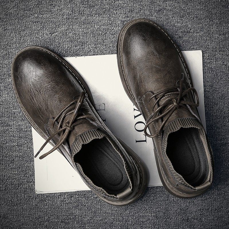 马丁靴男潮低帮鞋子靴子英伦风男鞋秋冬季男款P马丁鞋男士休闲皮