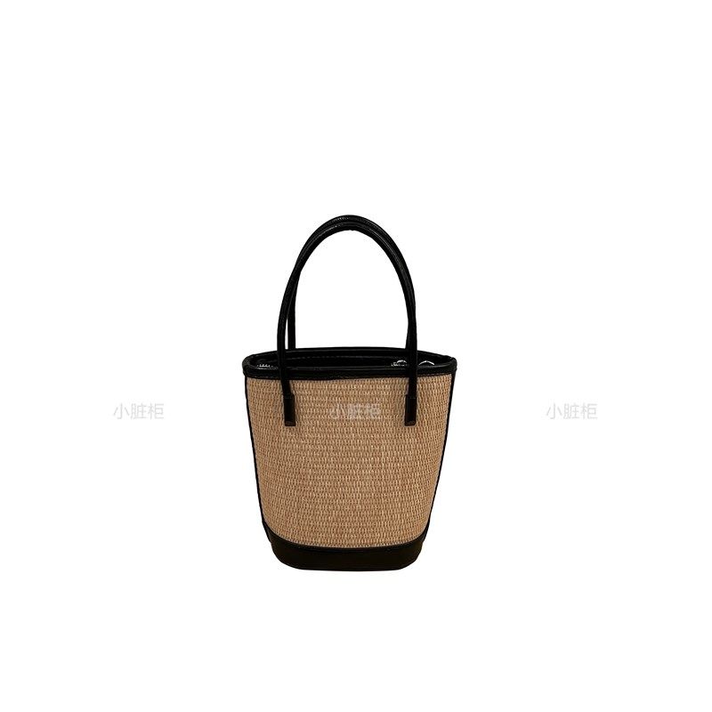 小脏柜 2025夏季新款法式小众B时尚撞色草编包手提单肩斜挎水桶包,箱包皮具/热销女包/男包,水桶包,淘宝优惠券,粉丝福利购,淘宝优惠卷